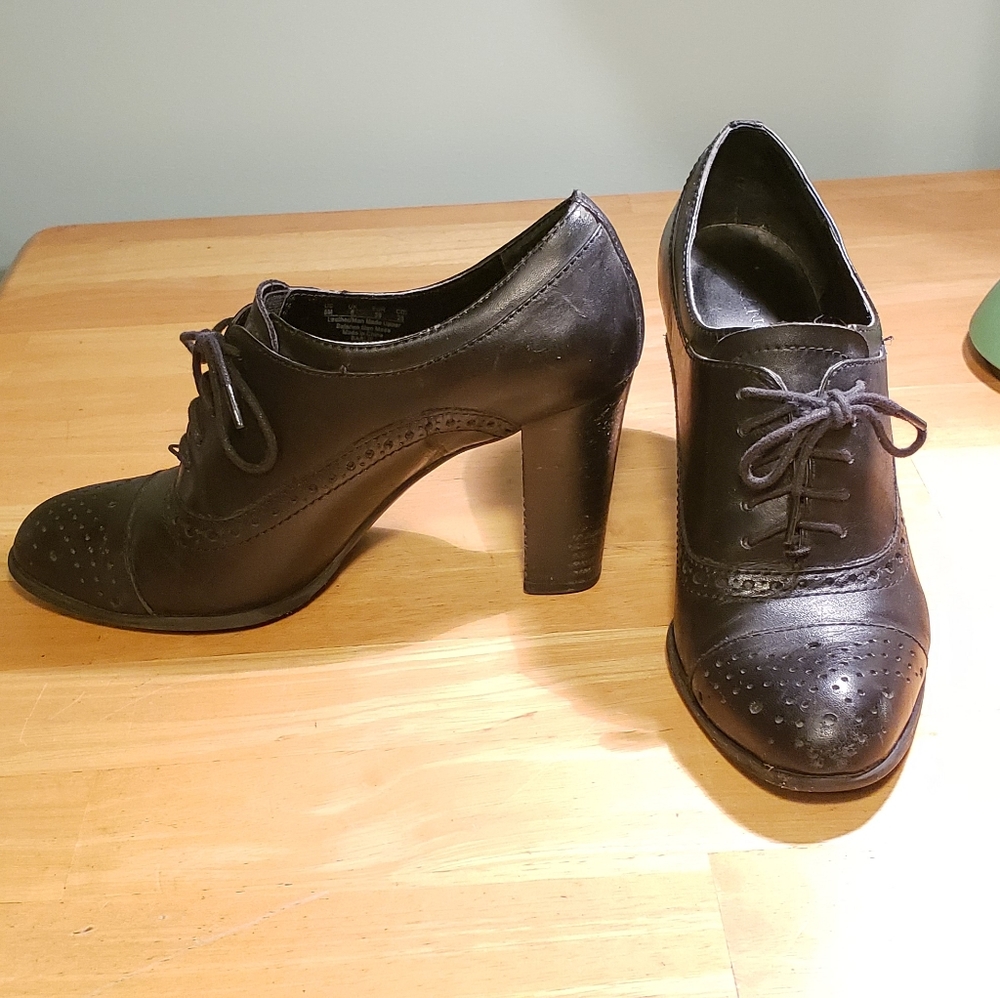 Franco Sarto black lace-up heels